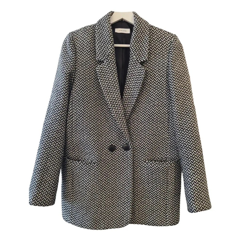 ANINE BING | DIANA BLAZER - CREAM AND BLACK FISHBONE | Size XS
